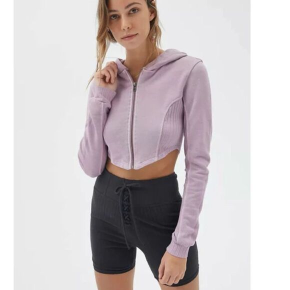Urban Outfitters Tops - Urban Outfitters Out From Under Purple Cropped Hoodie Zip Up Women’s Medium